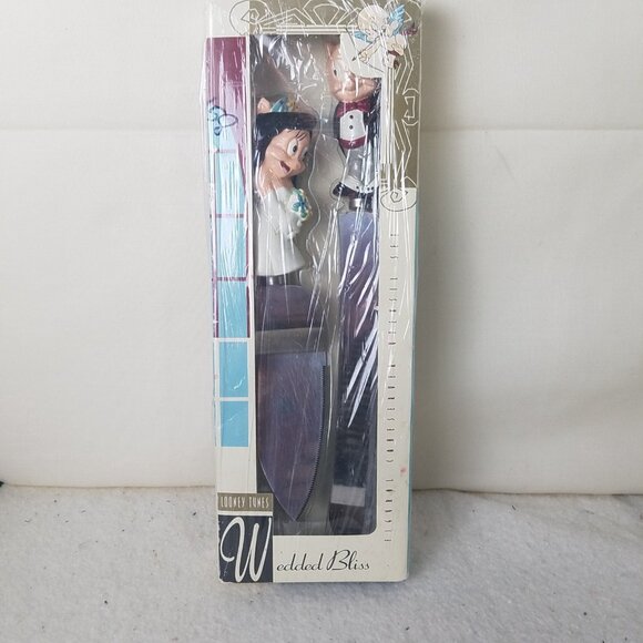 Cake Server Knife Set VTG Looney Tunes Porky/ Petunia Pig Wedded Bliss Wedding - Picture 9 of 9